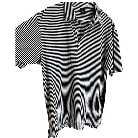 Dunning Golf performance black white striped polo shirt size XL - Picture 1 of 2
